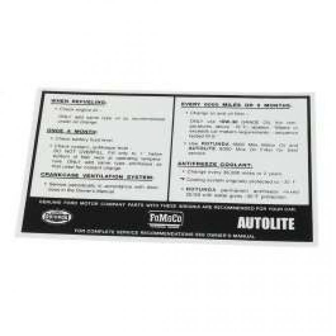 Service Specifications Decal