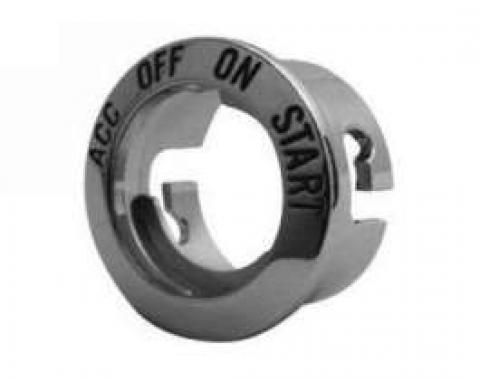 Ignition Switch Bezel - Bright Metal With Recessed Black Lettering
