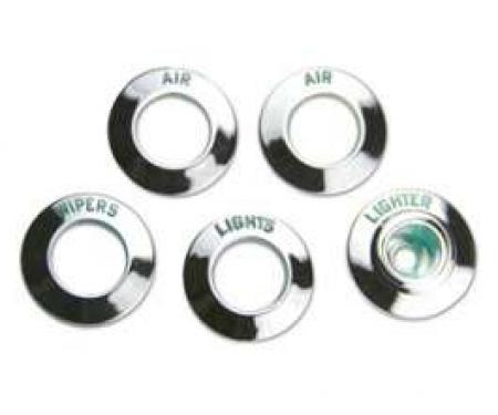 Dash Knob Bezel Set - Lights, Wipers, Lighter and 2 For Air