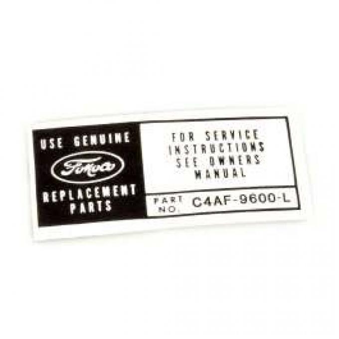 Air Cleaner Decal - Service Instructions - 289 V8