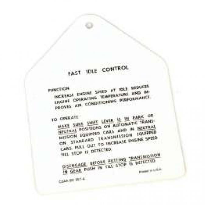 Fast Idle Control Instruction Tag, Galaxie, 1960