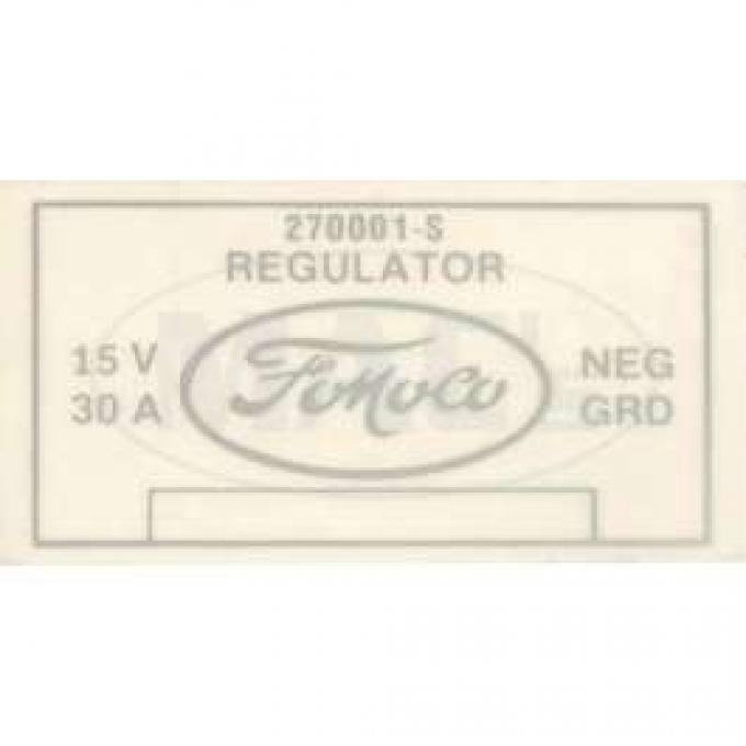 Voltage Regulator Decal, Galaxie, 1961