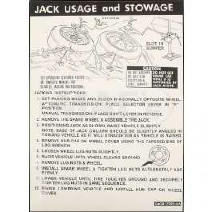 Jack Instruction Decal, Torino, 1974-1976