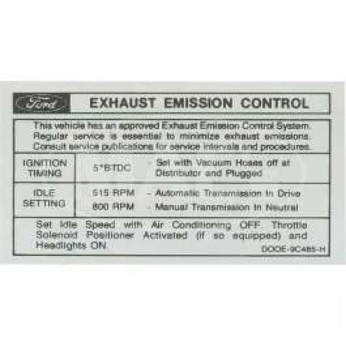 70 302-2V AT/MT Emission Decal (10/1 To 1/1)