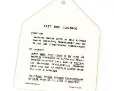 Fast Idle Control Instruction Tag, Galaxie, 1962