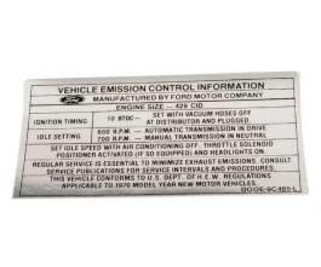 Emission Decal - 429 Cobra Jet California - Before 1-1-70