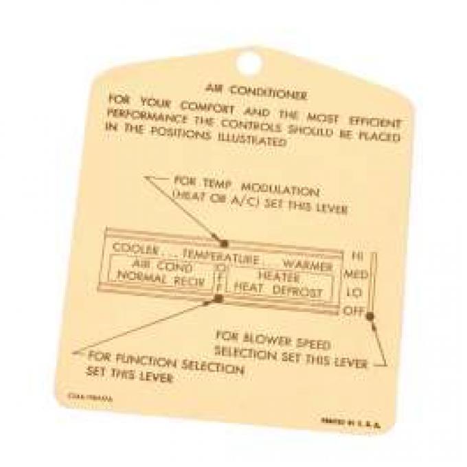 Instruction Tag, Heater, Galaxie, 1965