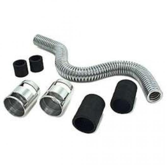 24 INCH STAINLESS STEEL RADIATOR HOSE KIT WITH CHROME ENDS