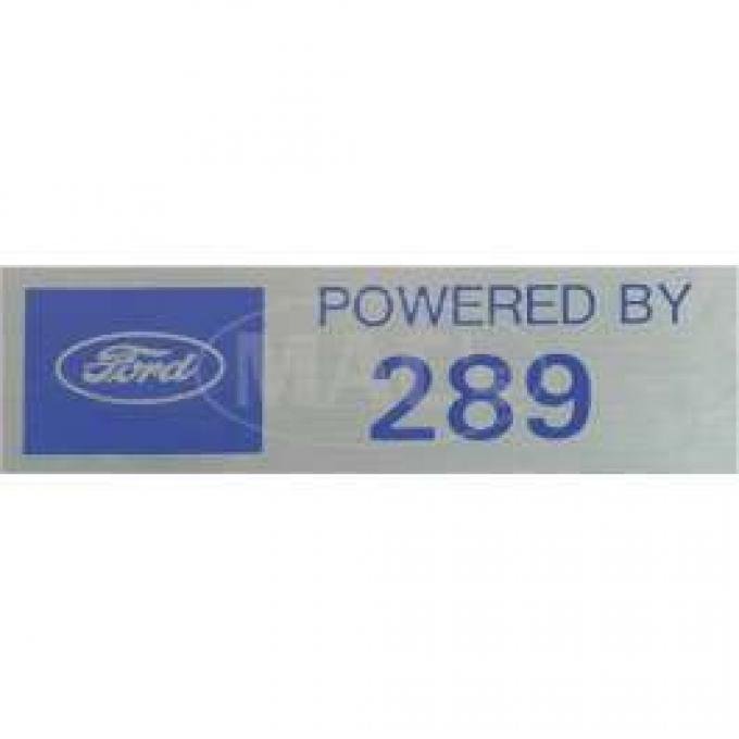 Valve Cover Decal, Powered By 289, 1957-1979