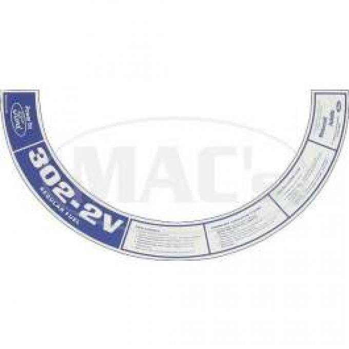 73 302 2V Reg Fuel Air Cleaner Decal