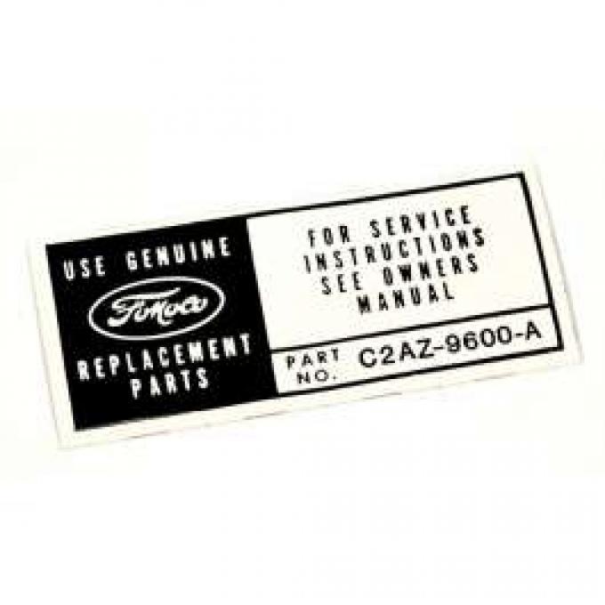 Air Cleaner Decal - Service Instructions - 292 V8