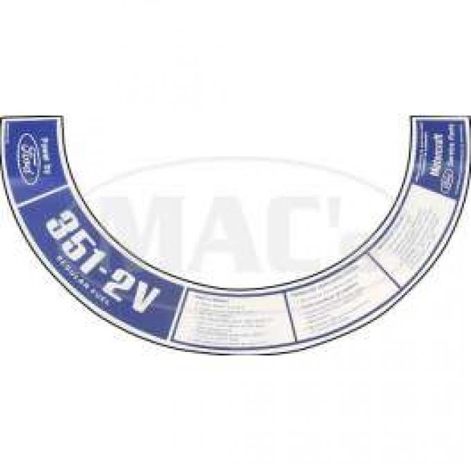 72 351 2V Reg Fuel Air Cleaner Decal