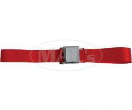 Seatbelt Solutions Chevrolet 1955-1957, Rear Universal Lap Belt, 60" with Chrome Lift Latch 1800602006 | Flame Red