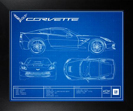 C7 Corvette Framed Blueprint