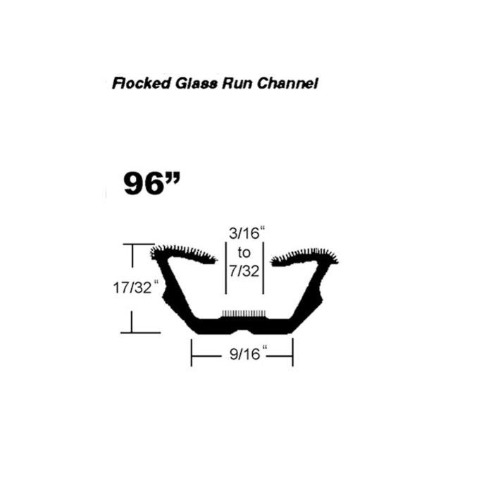 Metro Moulded Parts Flocked Window Channel. 96" Piece. Each WC 22-96