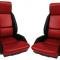 CA 1984-1985 Chevrolet Corvette Mounted Leather Seat Covers Black / Dark Red 2 Tone Standard 45080
