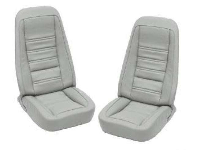 CA 1976-1977 Chevrolet Corvette Embroidered Leather Seat Covers 100% Leather 419867E | 76-77 Smoke