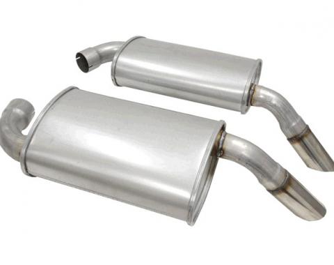 Corvette Mufflers Hideaway, 2 1/2 Inch, with Stainless Tips, (78 L-82 & 79-82 All), 1978-1982