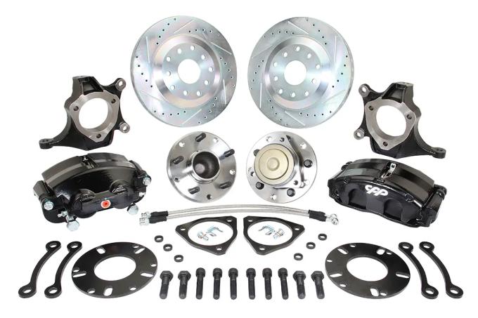 Classic Performance Mustang II Corvette Style Front Disc Brake Spindle Wheel Kit with C7 Hubs & 2" Drop Spindles M2CSD-5T-13B