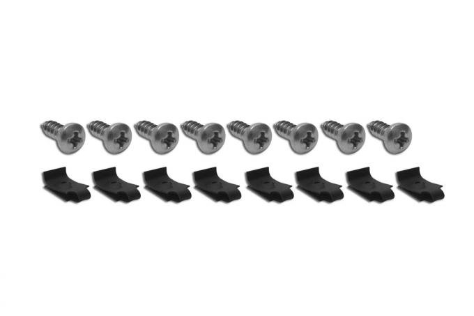 Corvette Exhaust Bezel Screws & J Nuts, 16 Piece Set, 1970-1973