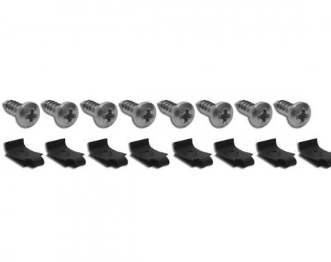 Corvette Exhaust Bezel Screws & J Nuts, 16 Piece Set, 1970-1973