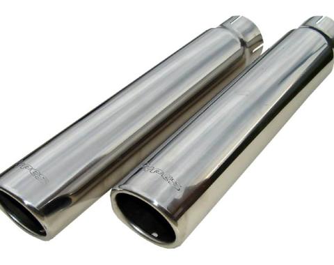 Pypes Exhaust Tail Pipe Tip Set 2.5 in-3 in x 12 in L Clamp On Hardware Not Incl Polished 304 Stainless Steel Pair Exhaust EVT51B