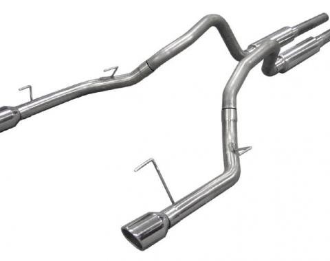 Pypes Cat Back Mid Muffler Exhaust System 05-10 Mustang GT Split Rear Dual Exit 2.5 in Intermediate And Tail Pipe M80 Mufflers/Hardware/4 in Polished Tips Incl Natural Finish 409 Stainless Steel Exhaust SFM66