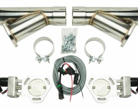 Pypes Dual Y Exhaust Electric Dump Cutout 3 in Natural Finish Hardware Included Aluminum And 304 Stainless Steel Material Exhaust HVE10K3