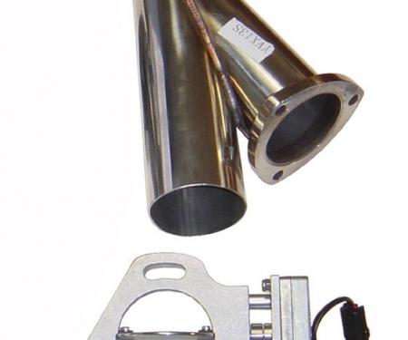 Pypes Y Exhaust Electric Dump Cutout 2.5 in Hardware Incl Natural Aluminum And 304 Stainless Steel Exhaust HVE11K