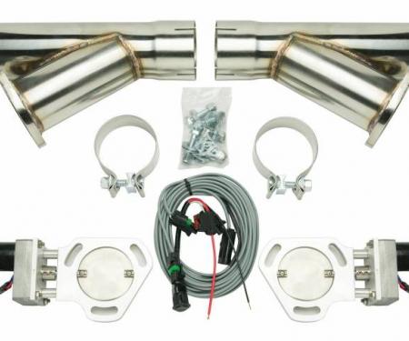 Pypes Dual Y Exhaust Electric Dump Cutout 3 in Natural Finish Hardware Included Aluminum And 304 Stainless Steel Material Exhaust HVE10K3
