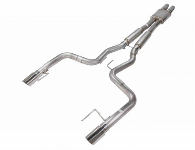 Pypes Cat Back Exhaust System 15-17 Mustang GT 3 in Diameter Split Rear Dual Exit 4 in Polished Tips Hardware Included H-Box Muffler Natural 409 Stainless Finish Exhaust SFM83MH