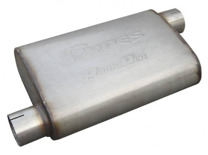 Pypes Race Pro Series Muffler 14 in 2.5 in Offset/Offset Hardware Not Incl Natural 409 Stainless Steel Exhaust MVR10