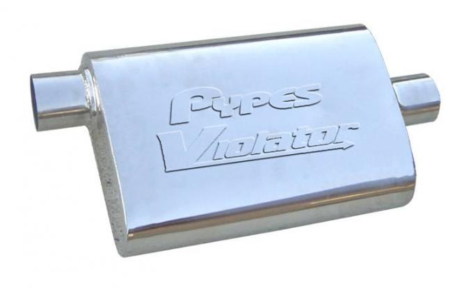 Pypes Violator Series Muffler 14 in 2.5 in Offset/Center Hardware Not Incl Natural 409 Stainless Steel Exhaust MVV13
