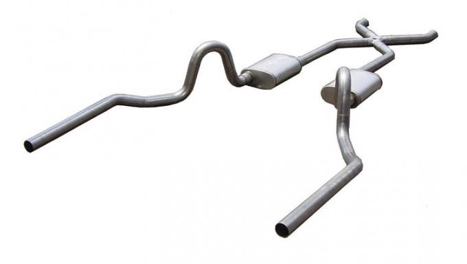 Pypes Crossmember Back w/X-Pipe Exhaust System 64-72 A-Body Split Rear Dual Exit 2.5 in Intermediate And Tail Pipe Race Pro Muffler/Hardware Incl Tip Not Incl Exhaust SGA10R