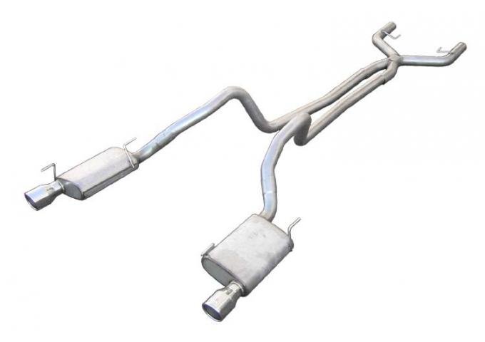 Pypes Cat Back Exhaust System 05-10 Mustang V6 Split Rear Dual Exit 2.5 in True Dual After-Cat X/Mid Pipes/Hardware/Violator Muffler/4 in Polished Tips Incl Exhaust SFM68