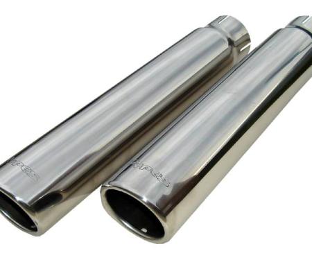 Pypes Exhaust Tail Pipe Tip Set 2.5 in-3 in x 12 in L Clamp On Hardware Not Incl Polished 304 Stainless Steel Pair Exhaust EVT51B