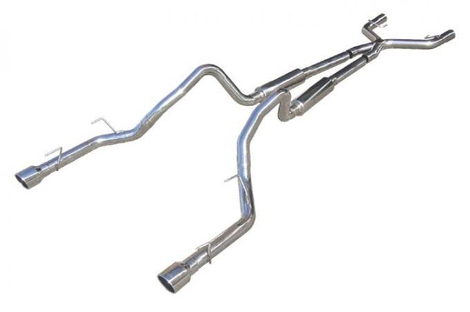Pypes Cat Back Mid Muffler Exhaust System 05-10 Mustang V6 Split Rear Dual Exit 2.5 in Intermediate Pipe And Tailpipe M80 Mufflers/Hardware/4 in Polished Tips Incl Natural 409 Stainless Steel Exhaust SFM69
