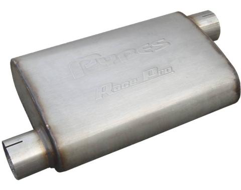 Pypes Race Pro Series Muffler 14 in 2.5 in Offset/Offset Hardware Not Incl Natural 409 Stainless Steel Exhaust MVR10