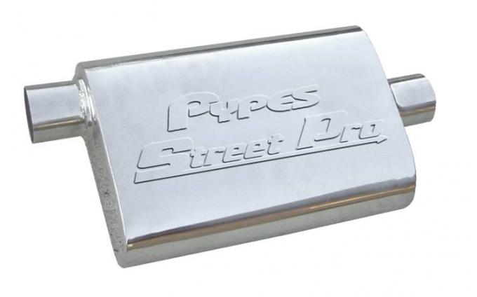 Pypes Street Pro Series Muffler 18 in 2.5 in Offset/Center Hardware Not Incl Natural 409 Stainless Steel Exhaust MVS33