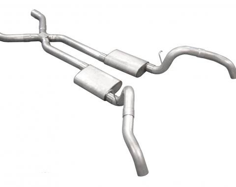 Pypes Crossmember Back w/X-Pipe Exhaust System 67-69 Split Rear Dual Exit 3 in Intermediate And Tail Pipe Violator Mufflers/Hardware Incl Tip Not Incl Natural 409 Stainless Steel Exhaust SGF63V