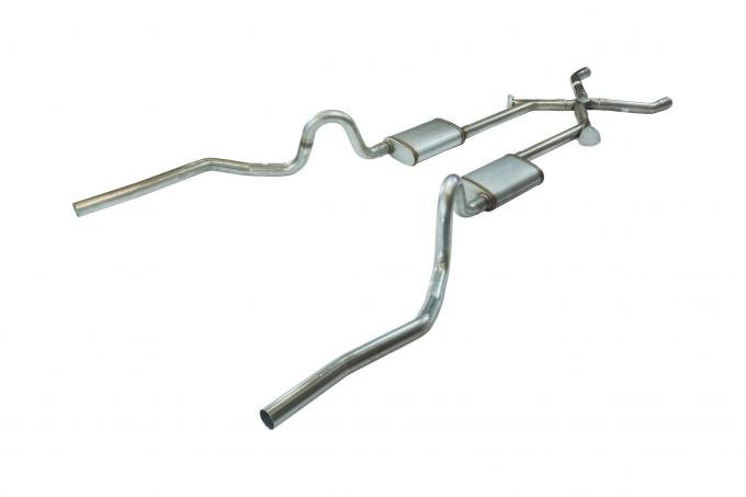 Pypes Crossmember Back w/Xchange Exhaust System 70-71 GTO/68-72 442 Split Rear Dual Exit 2.5 in Intermediate And Tail Pipe w/Valance Cutouts Violator Mufflers/Hardware Incl Tip Not Incl Exhaust SGA16V