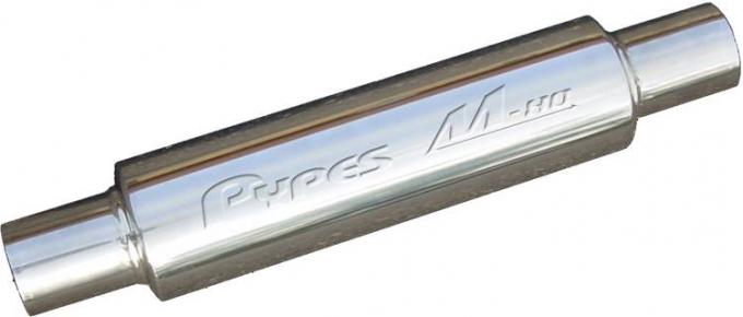 Pypes M-80 Series Muffler 2.5 in Round 14 in L Hardware Not Incl Polished 304 Stainless Steel Exhaust MVR200S