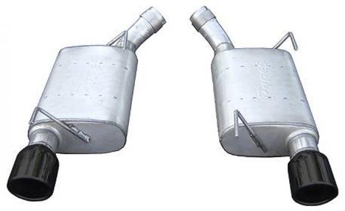 Pypes Violator Series Axle Back Muffler System 05-10 Mustang GT and Shelby Split Rear Dual Exit 2.5 in Intermediate Pipe Hardware/4 in Black Tips Incl Natural Finish 409 Stainless Steel Exhaust SFM60VB