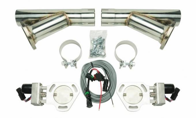 Pypes Dual Y Exhaust Electric Dump Cutout 2.5 in Natural Finish Hardware Incl Aluminum And 304 Stainless Steel Material Exhaust HVE10K