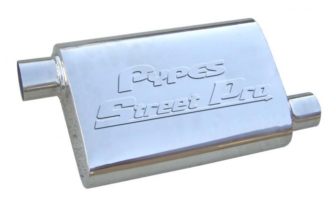 Pypes Violator Series Muffler 14 in 2.5 in Offset/Offset Hardware Not Incl Polished 304 Stainless Steel Exhaust MVV10S