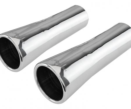 Pypes Exhaust Tail Pipe Tip Set 66-68 GTO 2.5 in To 3.5 in Slip Fit Trumpet Clamp On Hardware Not Incl Polished 304 Stainless Steel Pair Exhaust EVT40