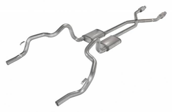 Pypes Crossmember Back w/X-Pipe Exhaust System 75-81 F-Body Split Rear Dual Exit 2.5 in Intermediate And Tail Pipe Hardware Incl Muffler And Tip Not Incl Catalytic Converter Incl Exhaust SGF911E