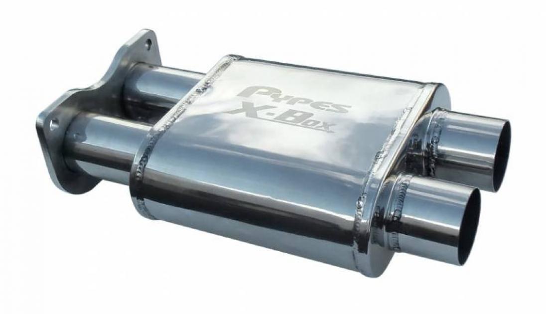 Pypes X-Box Muffler 2.5 in Replaces Center Resonator w/X