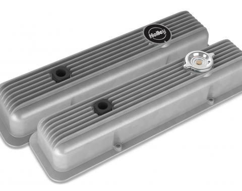 Holley Valve Covers, Muscle Series, Finned, SBC, Natural 241-134
