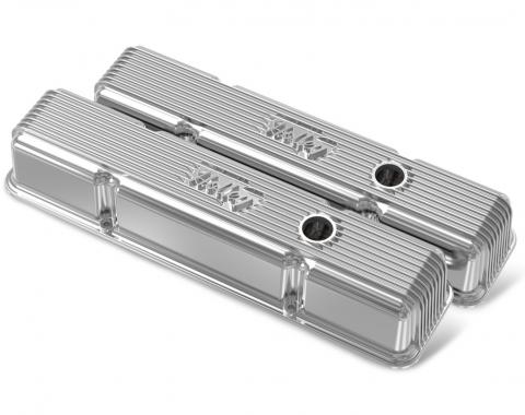 Holley Valve Covers, Vintage Series, Finned, SBC, Polished 241-241